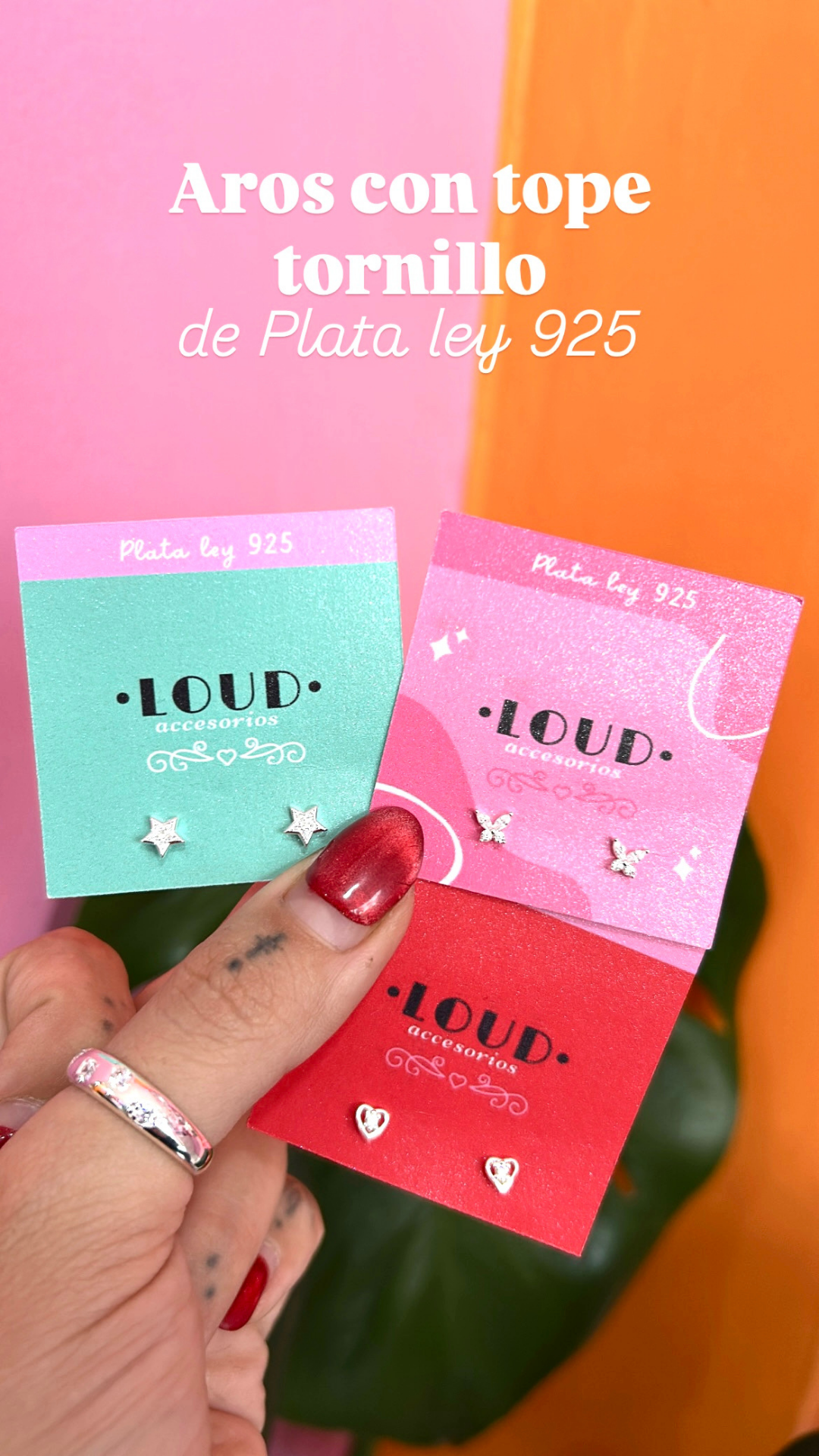 Aros con tope y colgantes