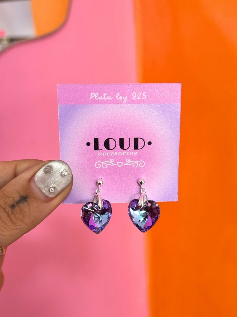 Aros corazón cristal Swarovki