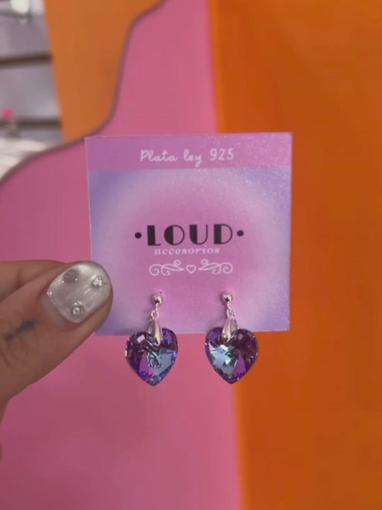 Aros corazón cristal Swarovki